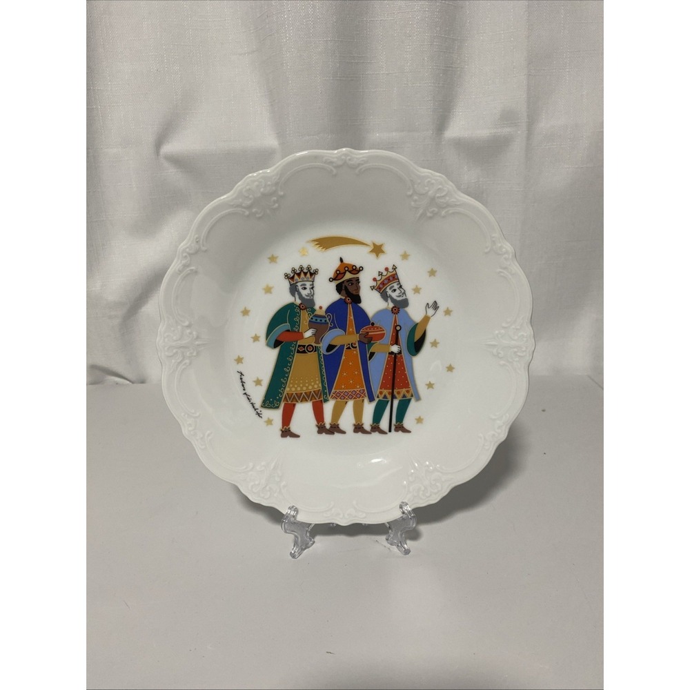 Vintage 3 Wise Men Plate Tirschenreuth BARONESSE WHITE 8 3/8" Germany EXC